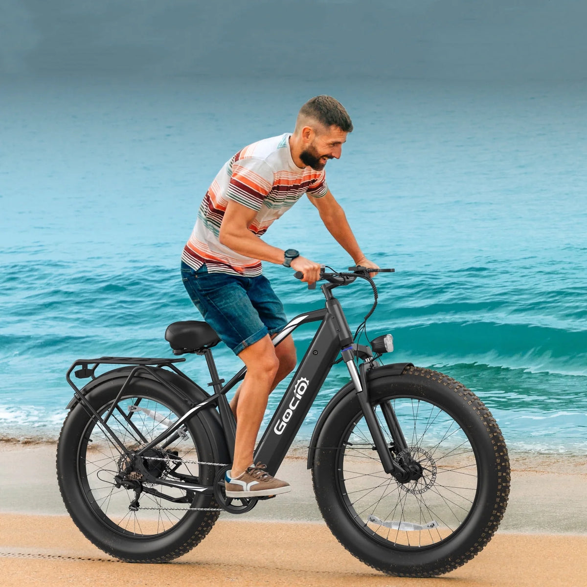 Gocio Electric Bike, 26"x4.0" Fat Tire E-Mountain Bike, Peak 1000W Motor, 28MPH 48V 15Ah Battery Removable Ebike for off Road, Sand, UL2849