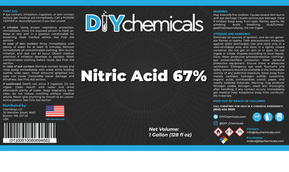 DIYChemicals Nitric Acid 67% - Used in Production of Ammonium Nitrate, Making Plastics, Manufacturing of Dyes, Metal Processing