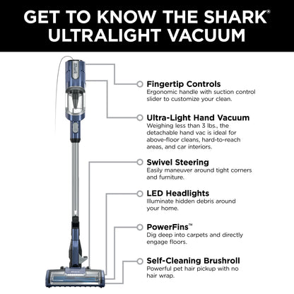Shark?? UltraLight Pet Pro Corded Stick, PowerFinsa?�� and Self-Cleaning Brushroll, HZ600, Cordless Stick Vacuum, Lightweight, Powerful Suction, Pet Hair, Hard Floor, Carpet, HEPA Filter
