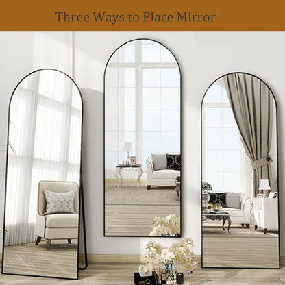 Arched Full Length Mirror, 71"x26" Large Floor Standing Body Mirror with Stand, Gold