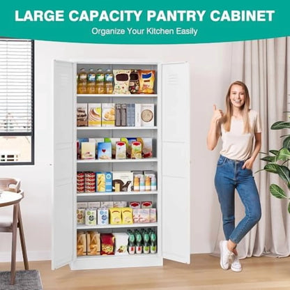 Metal Wardrobe Cabinet with Hanging Rod,Black Armoire Wardrobe Closet,Metal Clothing Storage Cabinet with Adjustable Shelves and Doors,72" Cloth Storage Cabinets for Home,Living/Laundry Room