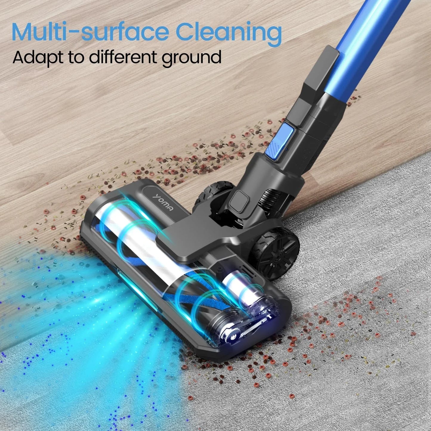YOMATECH Cordless Vacuum Cleaner, 30Kpa/365W Powerful Stick Vacuum, 6 in 1 Lightweight Vacuum Cleaners for Home Hardfloor Carpet Pet Hair