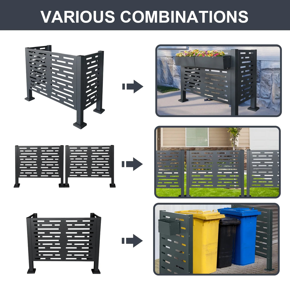 Metal AC Unit Privacy Fence Cover Panel - Outdoor Air Conditioner Hide Fence for Concealing HVAC Units