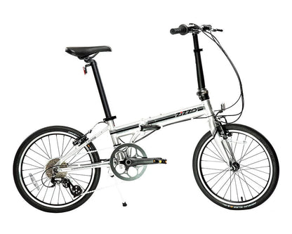 ZiZZO Liberte 8-Speed 20" Wheel, Aluminum Folding Road Bicycle for All Genders, Silver and Black