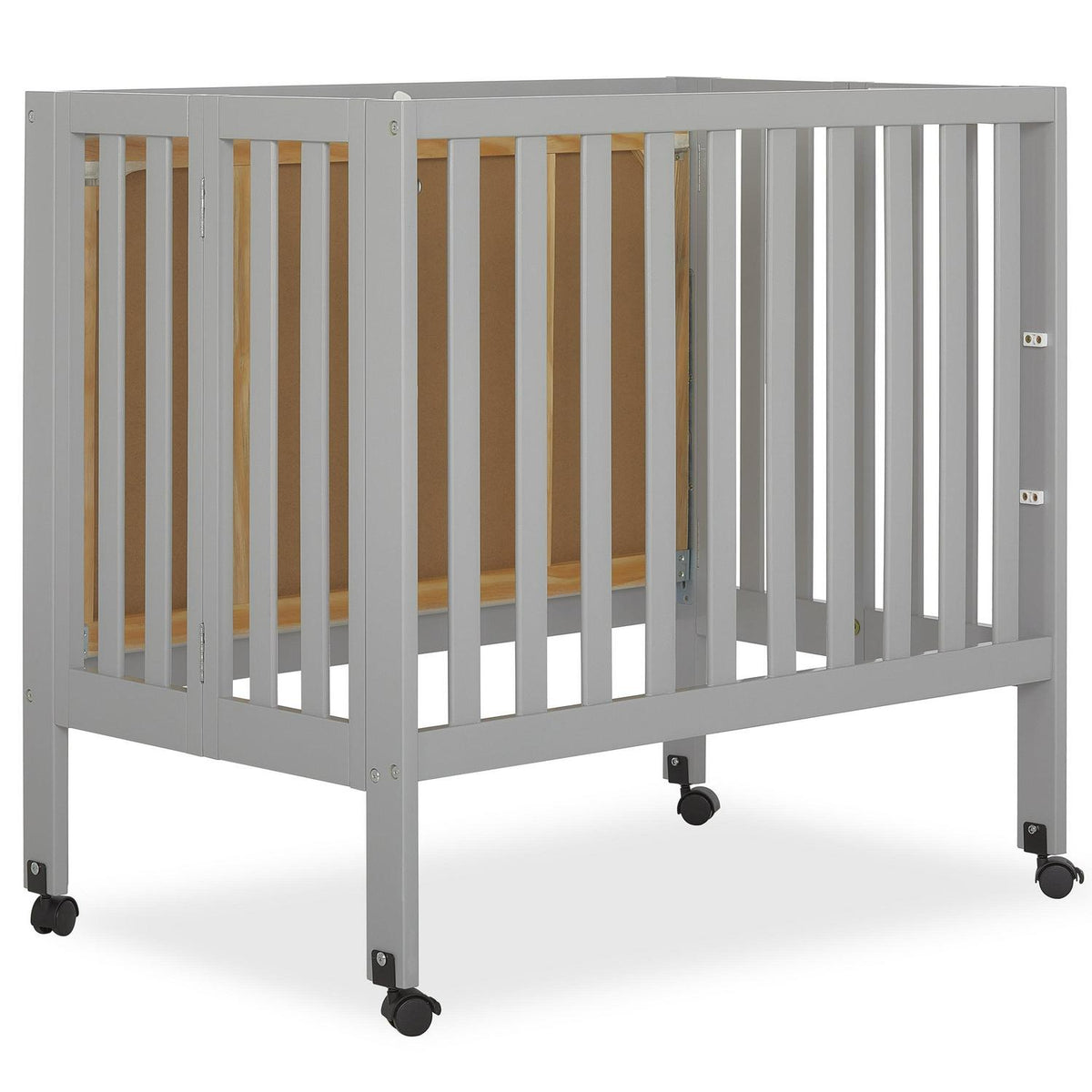 Dream On Me Jett Non-Full Size Folding Crib I Removable Wheels I Modern Nursey I Adjustable Mattress Support I Patent Folding System I Included 2.5 Mattress In Pebble Gray