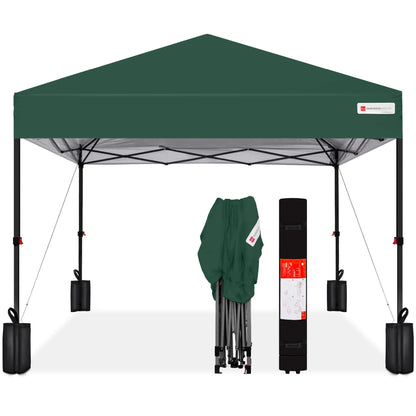 Best Choice Products 12x12ft Easy Setup Pop Up Canopy w/ 1-Button Setup, Wheeled Case, 4 Weight Bags - Navy Blue