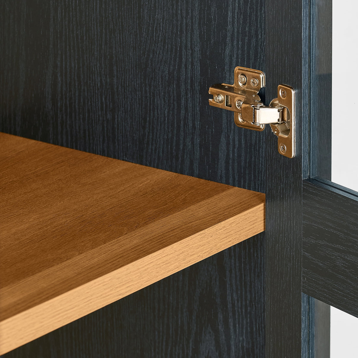 Better Homes & Gardens Ezra Glass Door Storage Accent Cabinet, Warm Walnut finish