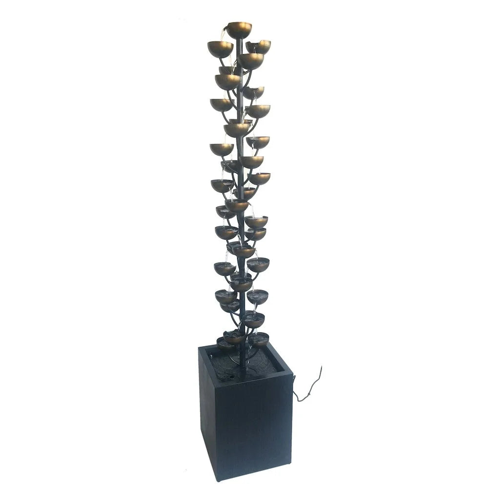 Hi-Line Tall Multi Level Zinc Metal Stacked Fountain, Rust-Resistant, Durable Metal Construction