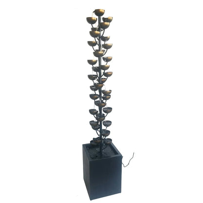 Hi-Line Tall Multi Level Zinc Metal Stacked Fountain, Rust-Resistant, Durable Metal Construction