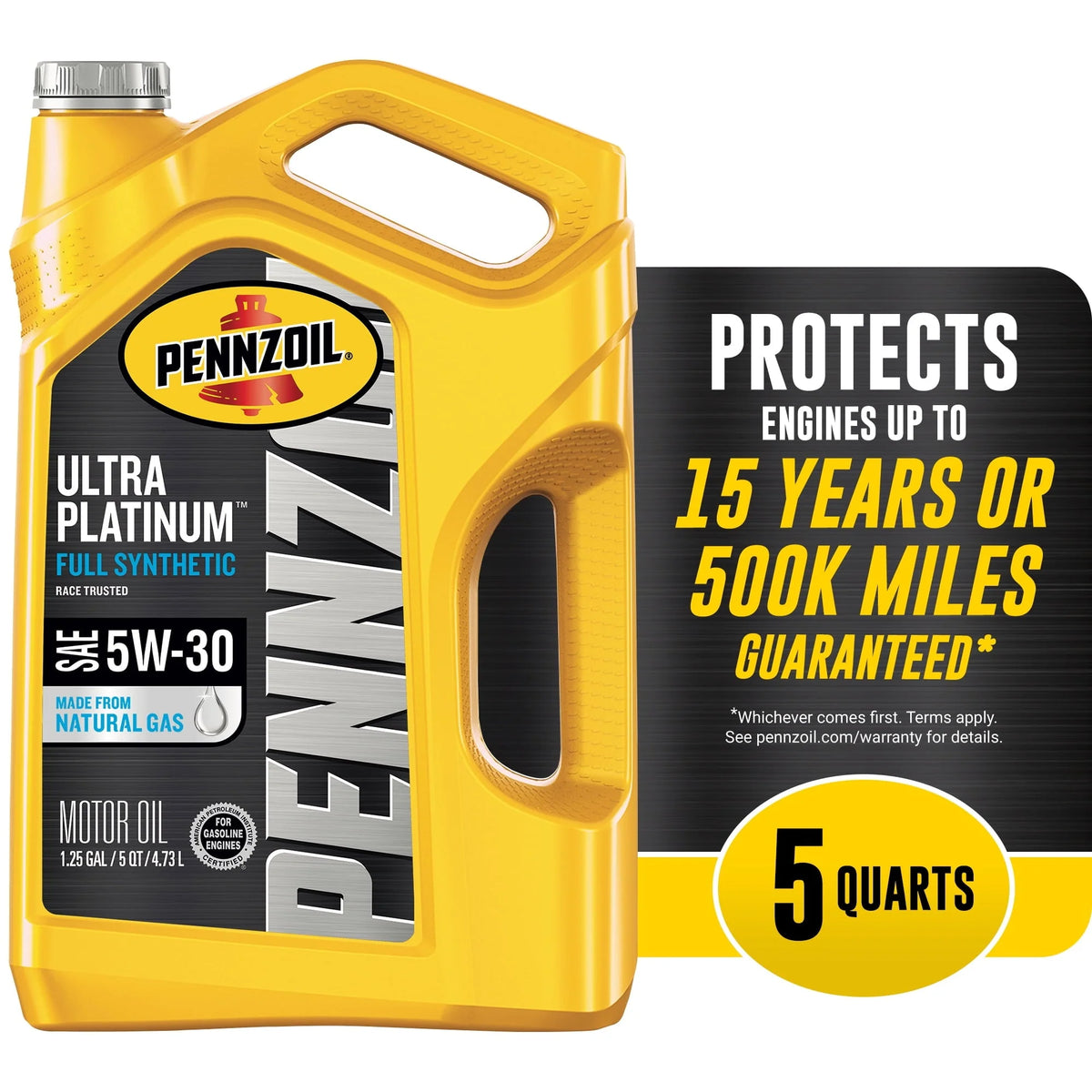 Pennzoil Ultra Platinum 5W-30 Full Synthetic Motor Oil, 5 Quart.