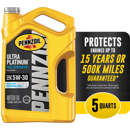 Pennzoil Ultra Platinum 5W-30 Full Synthetic Motor Oil, 5 Quart.