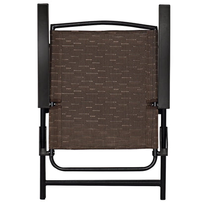 Topbuy Set of 4 Folding Sling Chairs Steel Armrest Patio Garden Pool Adjustable Back