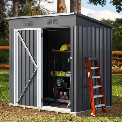 UFORIC 5x3ft Outdoor Storage Shed,Metal Garden Organizer, Lockable Door,Backyard,Garden,Dark Gray