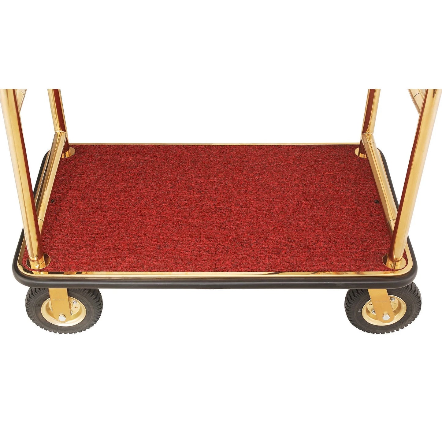 Gold Stainless Steel Bellman Cart Curved Uprights 8" Pneu. Casters, 41-1/4"L x 24"W x 75"H