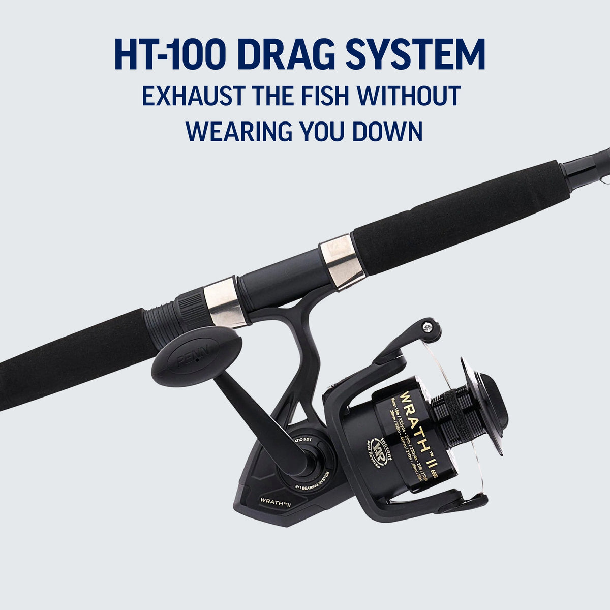 PENN Wrath II Fishing Spinning Combos, 7' Medium Heavy Rod, 5000 Reel