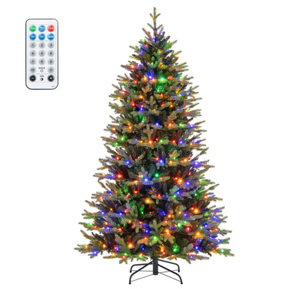 Costway 5 FT Pre-Lit Christmas Tree Hinged with 250 Multi-color Lights & 844 Branch Tips