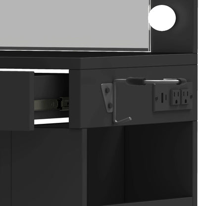 Uforic Makeup Vanity Desk with Mirror & Lights, Vanity Desk with 4 Drawers & Storage Shelves - White