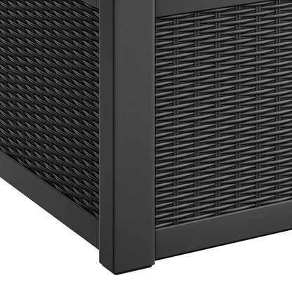 ModFusion 70-Gallon Outdoor Resin Storage Cabinet with Rattan Backrest �C Waterproof Patio Bench Seat, 500 lbs Capacity, Black