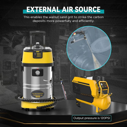 AUTOOL HTS558 Walnut Sand Carbon Deposition Clean Machine Walnut Shell Media Powder Sandblasting Machine Automotive Engine Intake Pipe Valve De-Carbon Cleaning Machine for Rust Grime Paint Removing