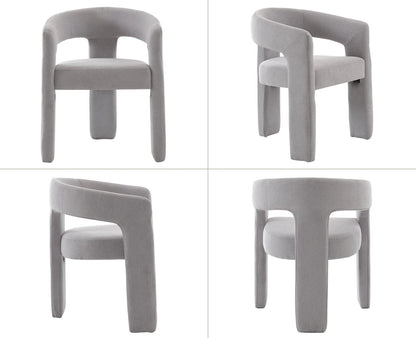 Guyou Modern Sherpa Upholstered Dining Chair, Cute Barrel Side Armchair Kitchen Chair with Armrests and Back for Living Room Dining Room Bedroom, Green