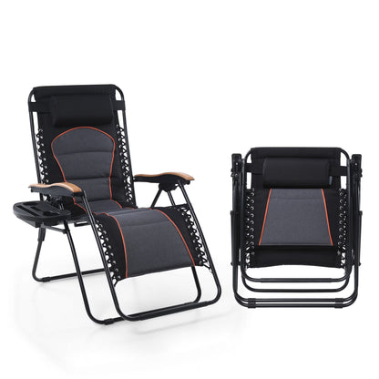 Sophia&William 2 Pieces Outdoor Oversized Padded Zero Gravity Chairs - Grey