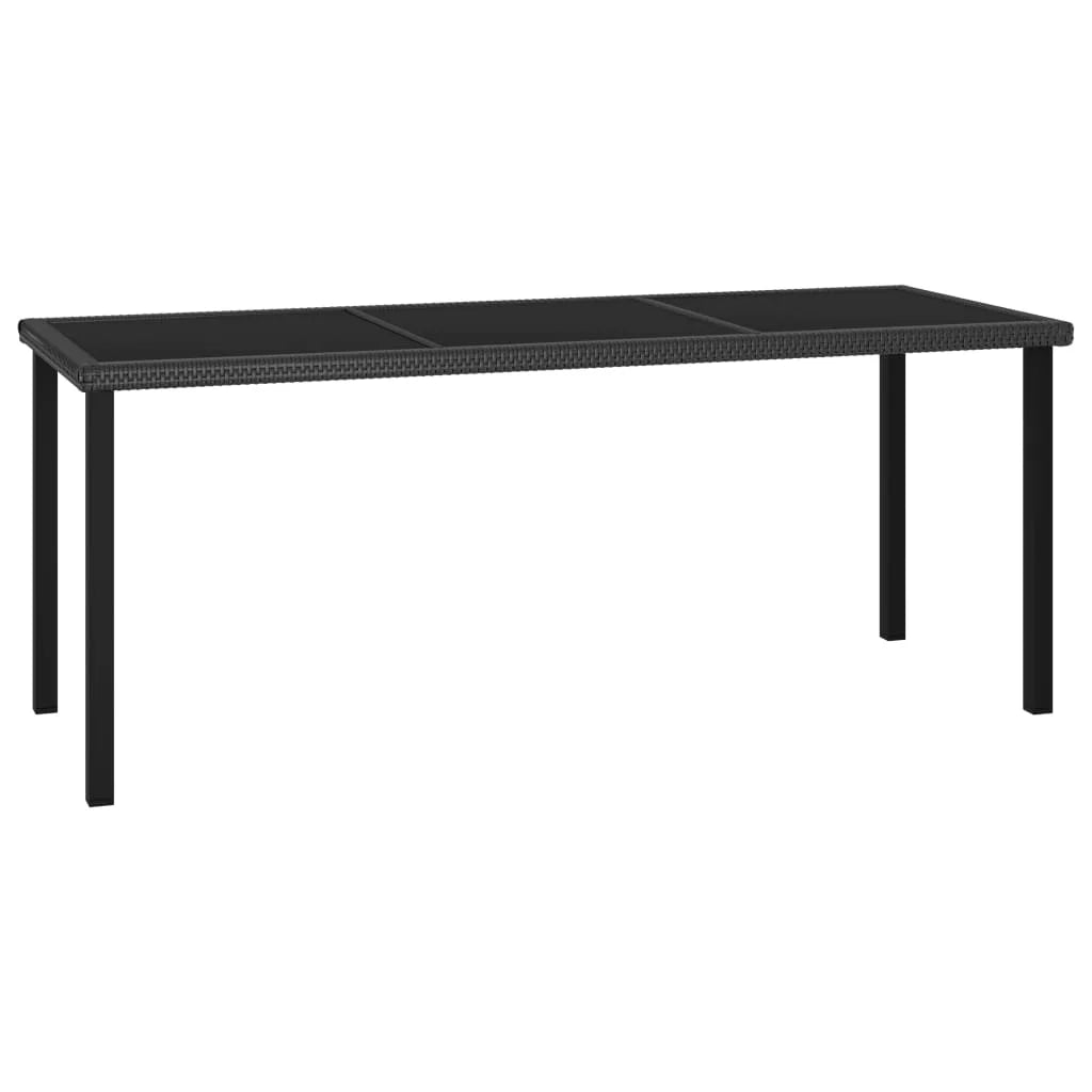 vidaXL Outdoor Dining Table Garden Porch Patio Table with Glass Top PE Rattan