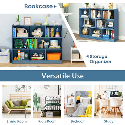 Costway 3-tier Open Bookcase 8-Cube Floor Standing Storage Shelves Display Cabinet White