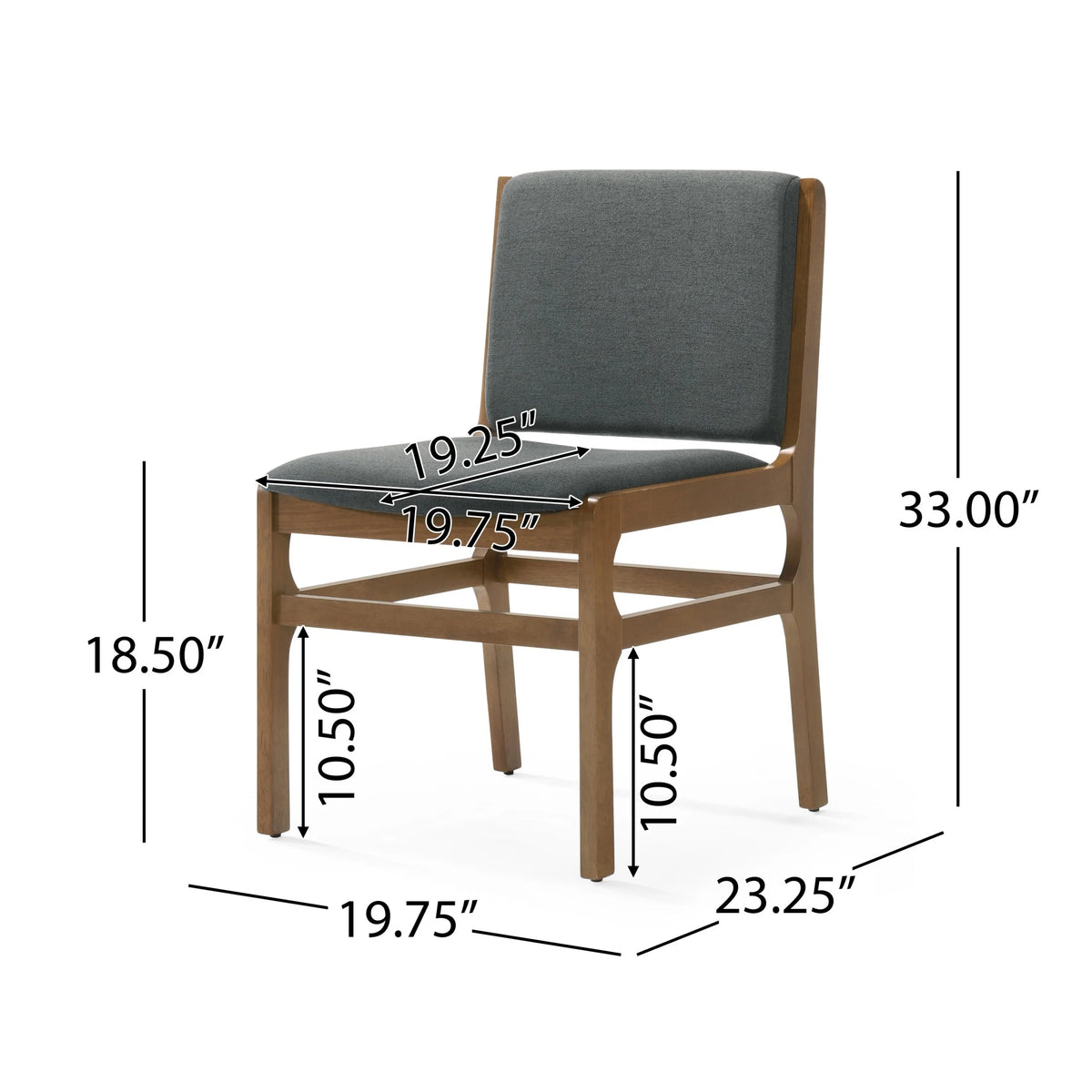 GDF Studio Modern 7 Piece Dining Set, 71" Rectangular Table with 6 Upholstered Side Chairs, Solid Wood Legs, Dark Gray+Oak