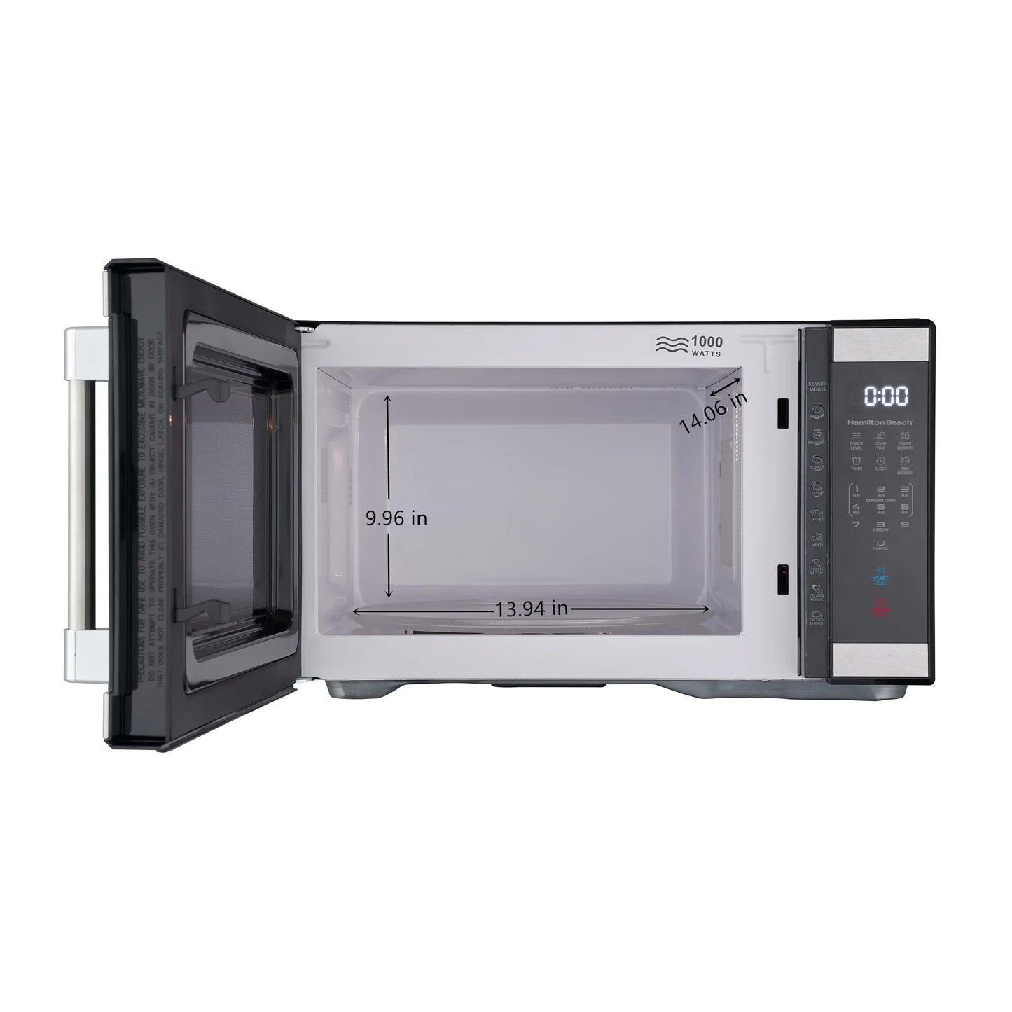Hamilton Beach 1.1 cu ft Countertop Microwave Oven, Black and Stainless Steel