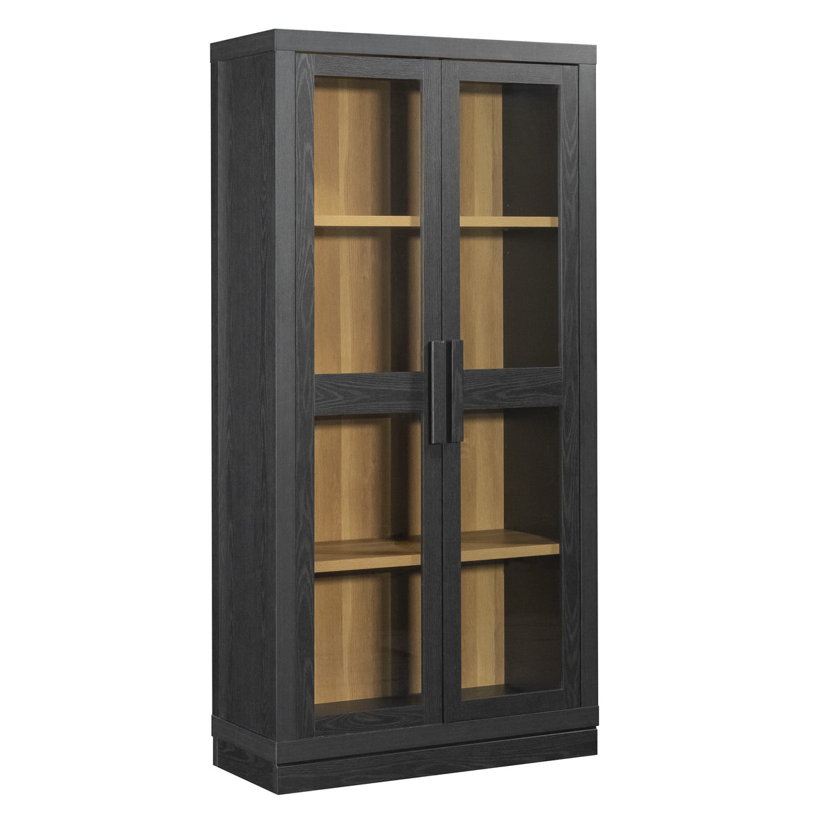 Better Homes & Gardens Ezra Glass Door Storage Accent Cabinet, Warm Walnut finish