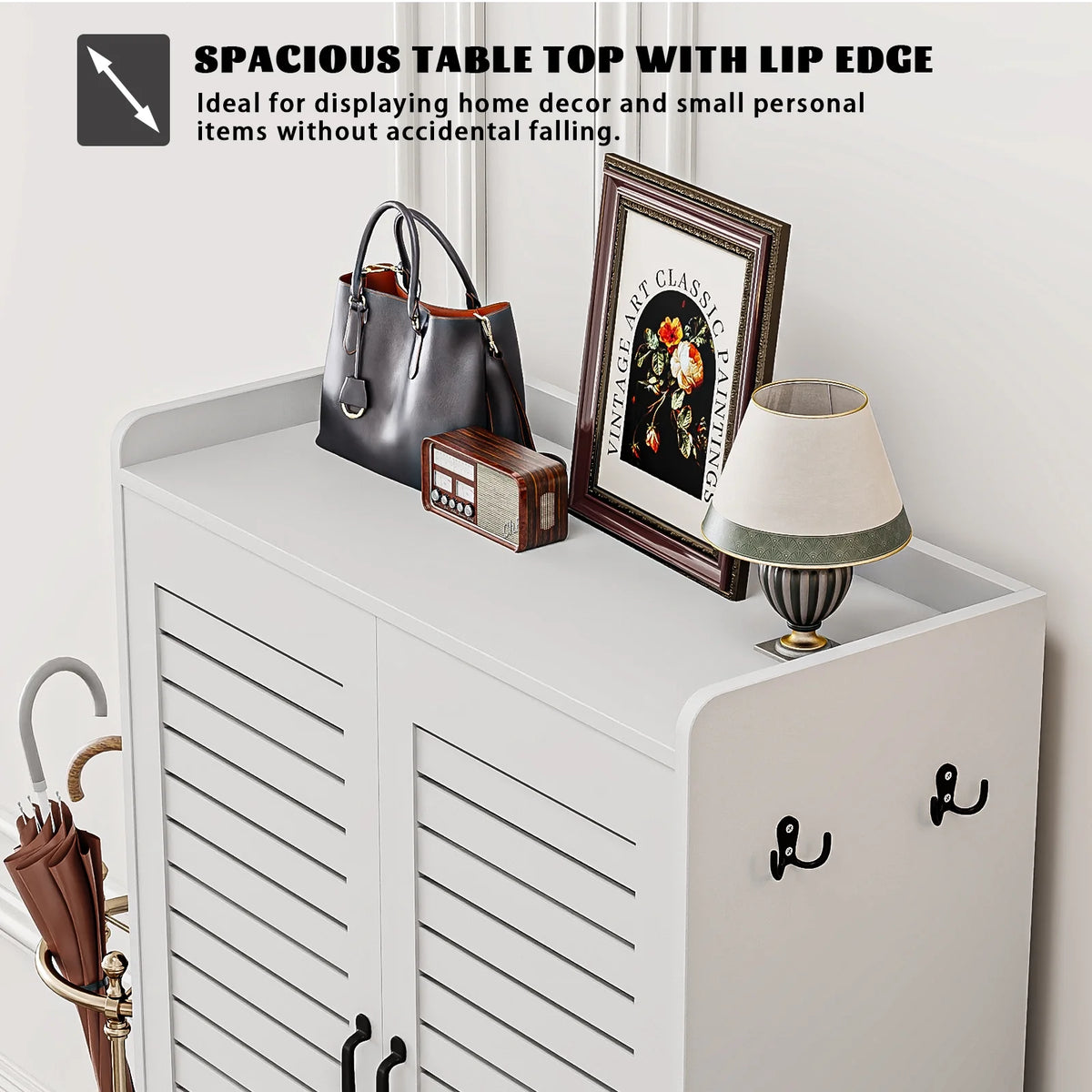 Shoe Cabinet with Doors,7-Tier Modern Shoe Storage Cabinet with Adjustable Shelves,50" Large Wooden Shoe Cabinet Storage for Entryway Front Door Hallway Living Room,White