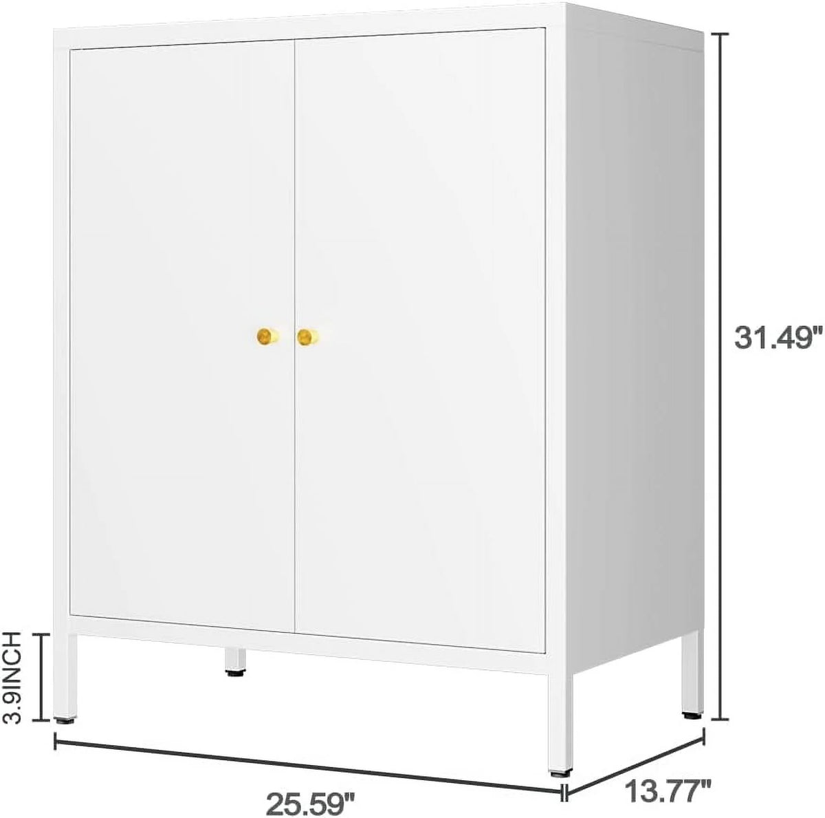 Small 2 Transparent Door Metal Storage Side Buffet Cabinet for Bed Room,Living Room,Entryway,Hallway,Home,Hotel,Office,Garage,Kitchen,1 Removable Shelf.