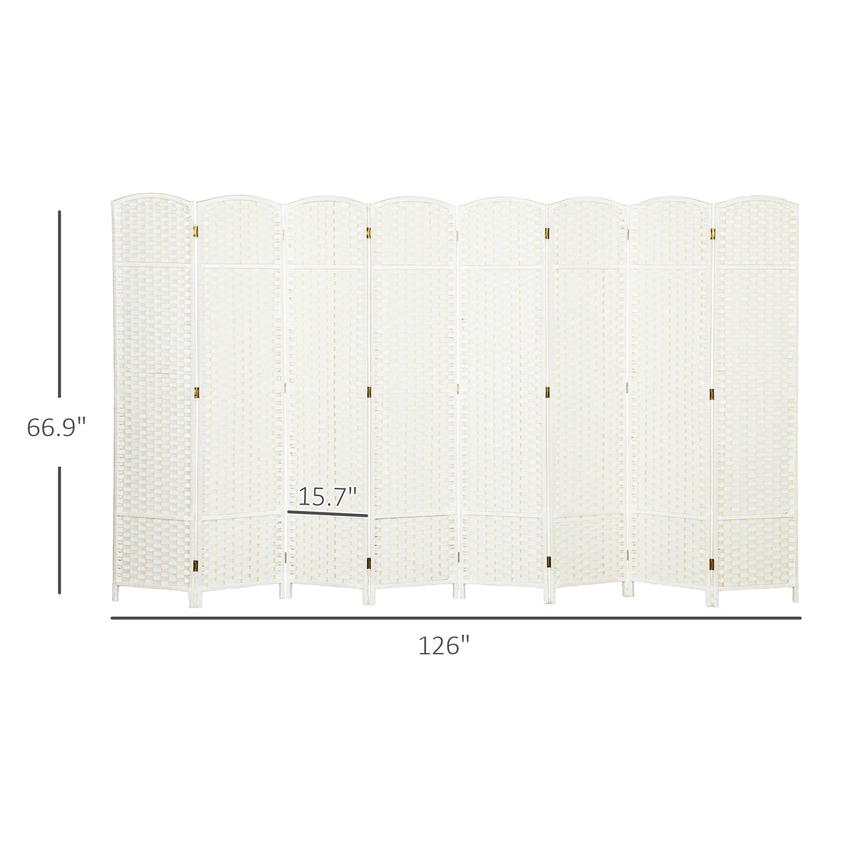 HOMCOM Room Divider, 8 Panel Folding Privacy Screen, 5.6' Tall Freestanding Partition for Home Office, Bedroom, White
