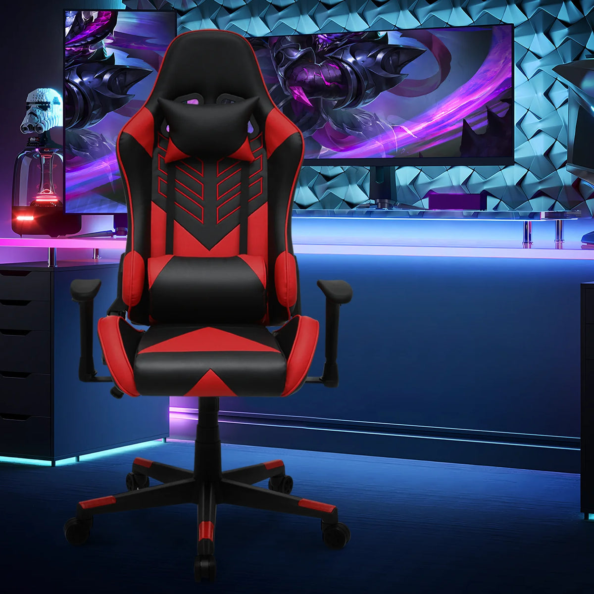 Magshion Ergonomic Gaming Chair, Comfortable Gaming Chair, Computer Chair Leather Desk Chair Adjustable Swivel Gaming Office Chair, Blue
