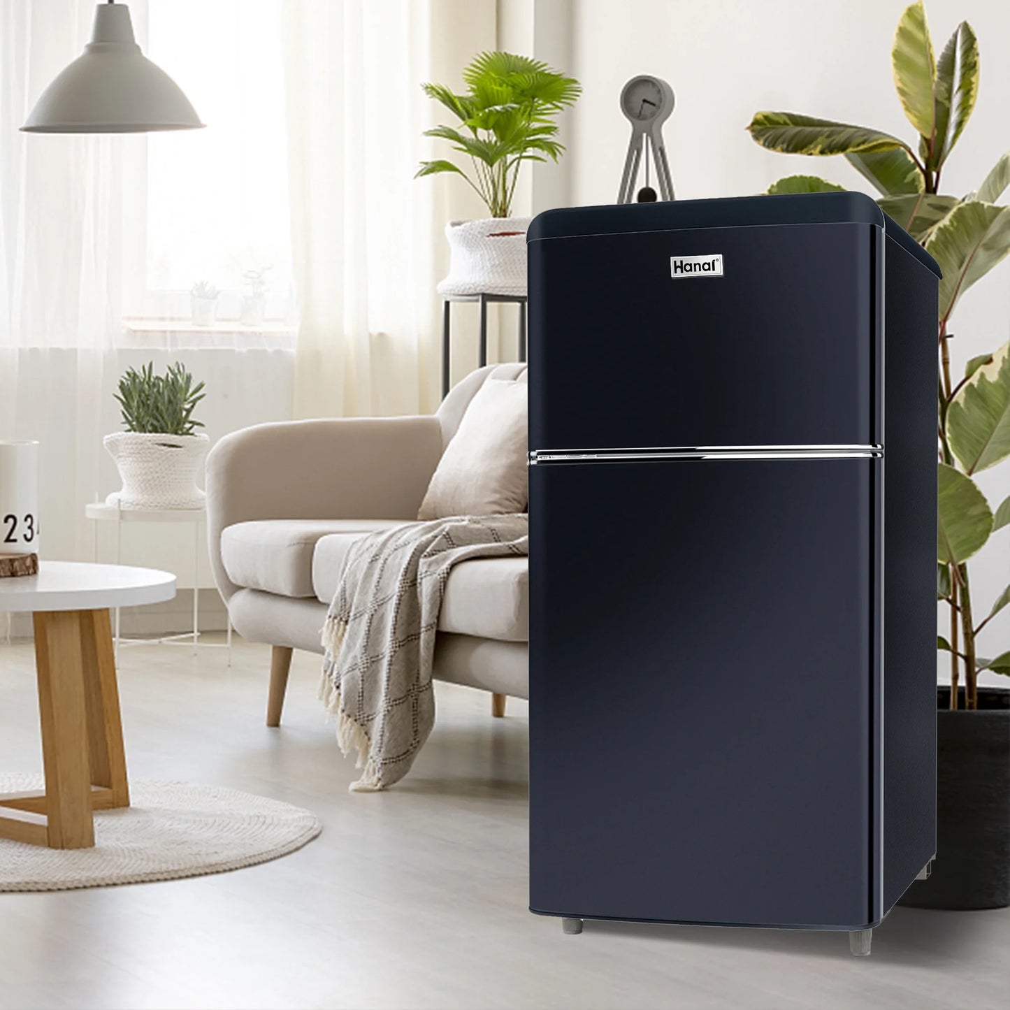 WANAI 3.5 Cu ft Two Door Mini Refrigerator with Freezer,Black
