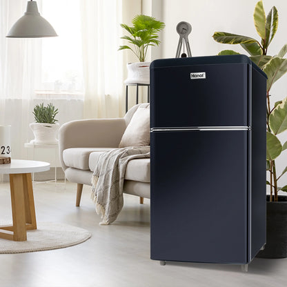 WANAI 3.5 Cu ft Two Door Mini Refrigerator with Freezer,Black
