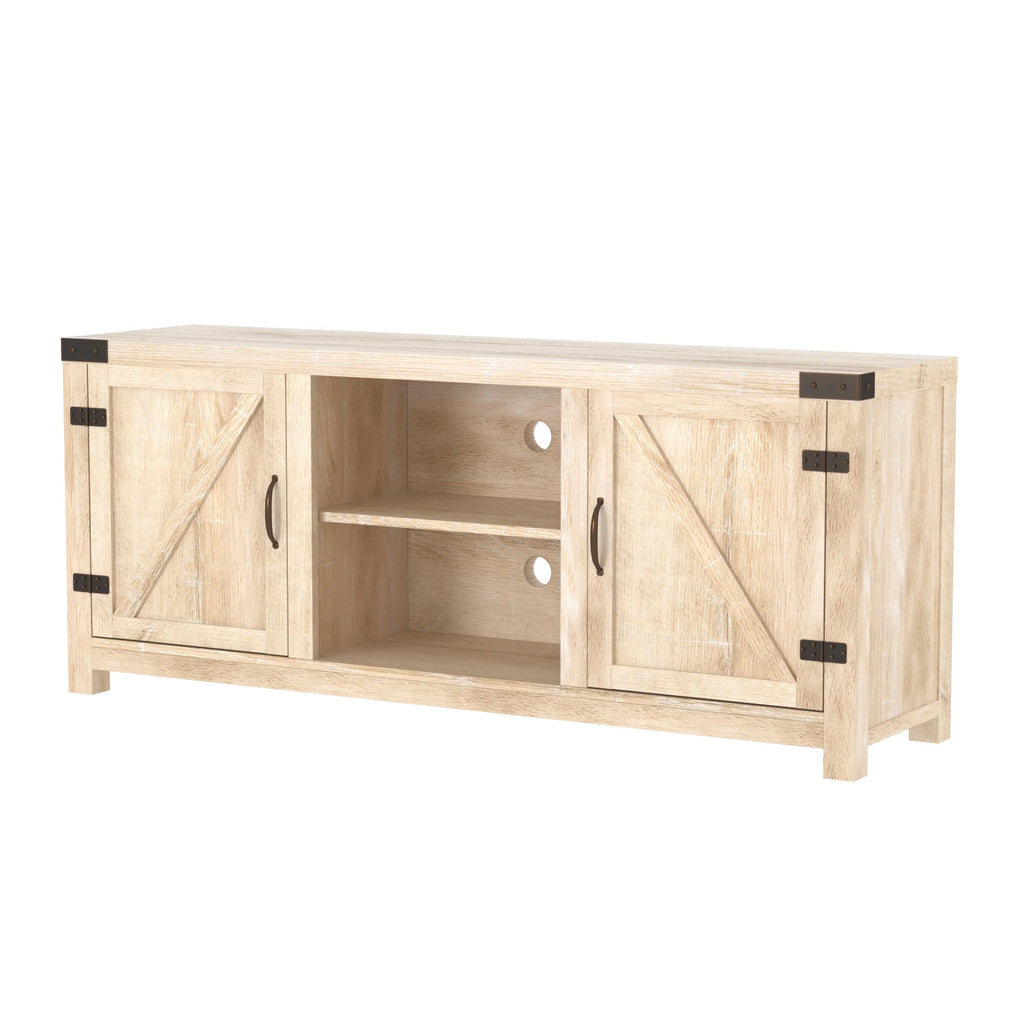 Walker Edison Modern Farmhouse Barn Door TV Stand for TVs up to 65", Grey Wash
