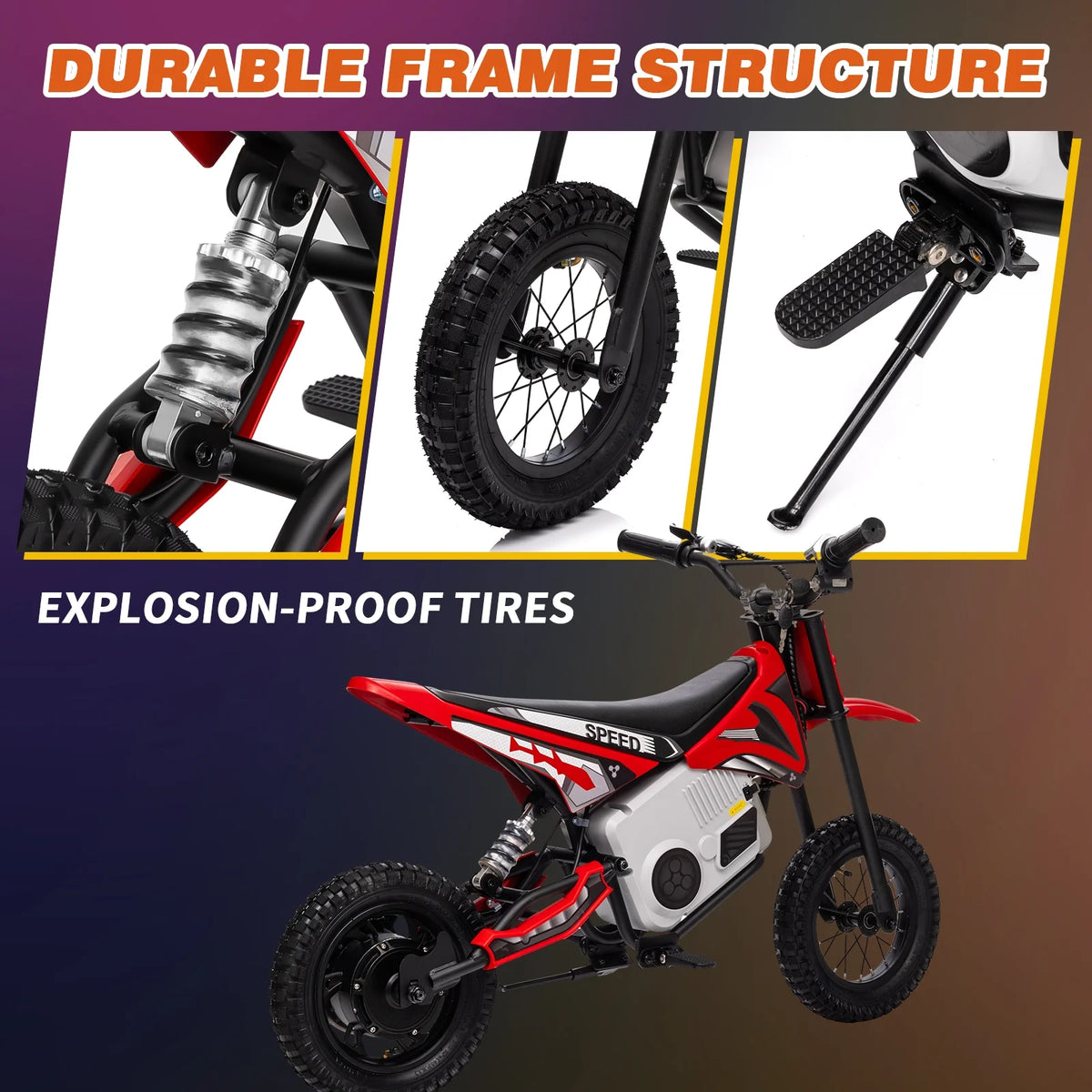 Kerry Yoo C11 36V Electric Dirt Bike for Kids 8-14, 350W Ride on Motorcycle, Electric Motorbike Teens,16 mph, High/Low Speeds-Red