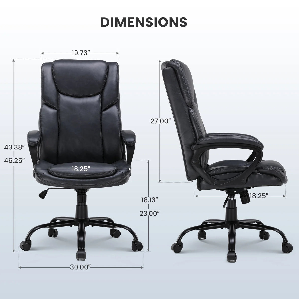 Mainstays Executive Ergonomic High Back Leather Home Office Desk Chair, Black