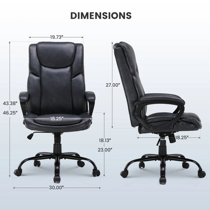 Mainstays Executive Ergonomic High Back Leather Home Office Desk Chair, Black