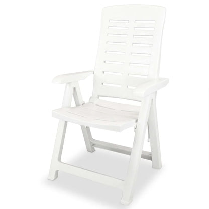 vidaXL Reclining Patio Chairs Outdoor Stack Dining Chair with Armrest Plastic