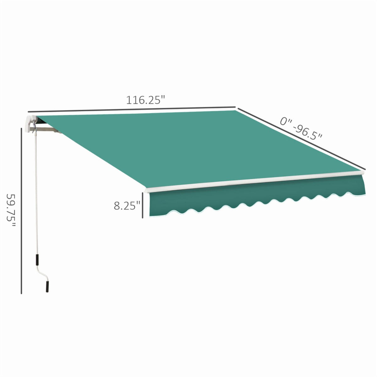 Retractable Awning, Patio Awnings, Sunshade Shelter w/ Manual Crank Handle On-Site