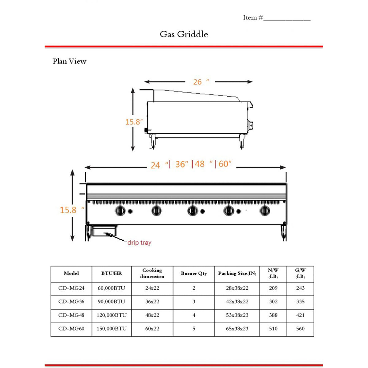 NSF 36 in. Commercial Griddle 90,000BTU Gas Griddle, 3 Burner Heavy-Duty Stainless Steel Countertop Griddle