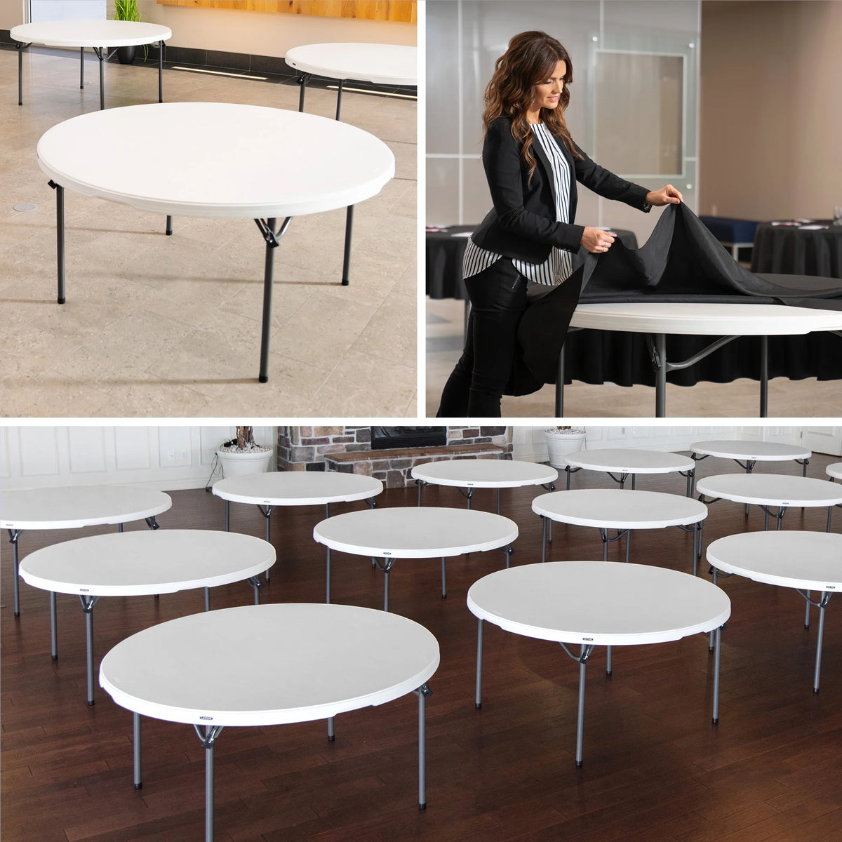 Lifetime 60 inch Round Folding Table, Indoor/Outdoor Commercial Grade, Almond (280435)