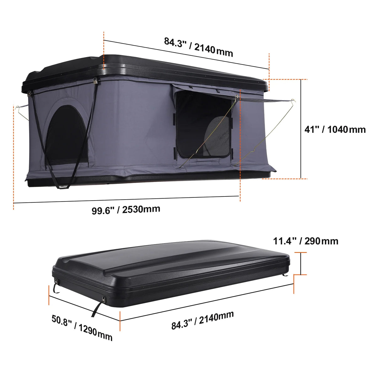 KFFKFF Hard Shell Rooftop Tent, Naturnest Model for 2-3 People, Includes Thick Mattress and Telescopic Ladder, Waterproof and Windproof, Suitable for Jeep, SUV, Van, and Pickup Trucks
