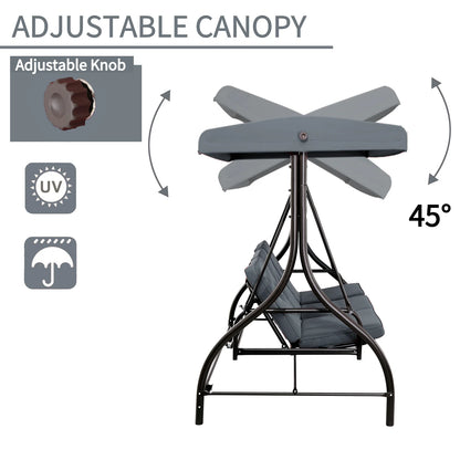 Arlopu 3 Person Porch Swing Outdoor Converting Canopy Swing Glider with Canopy