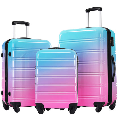 3 Piece Luggage Sets, Hard Shell Suitcase 20/24/28 Inches with TSA Lock and Spinner Wheels, Expandable Lightweight Travel Luggage for Men Women, Multicolor purple