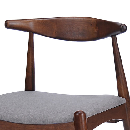 GDF Studio Virgil Mid Century Modern Fabric Upholstered Dining Chairs, Set of 2, Charcoal and Walnut