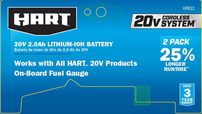 HART 2-Pack 20-Volt 2.0Ah Lithium-Ion Batteries (Charger Not Included)