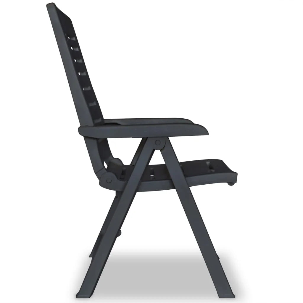 vidaXL Reclining Patio Chairs Outdoor Stack Dining Chair with Armrest Plastic